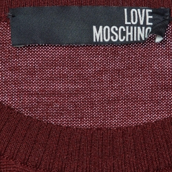 Love Moschino Maroon Statue of Liberty Print Wool Knit Sweater L