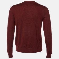 Love Moschino Maroon Statue of Liberty Print Wool Knit Sweater L