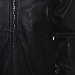 Marc by Marc Jacobs Black Leather Hooded Jacket S