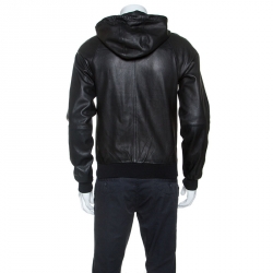 Marc by Marc Jacobs Black Leather Hooded Jacket S