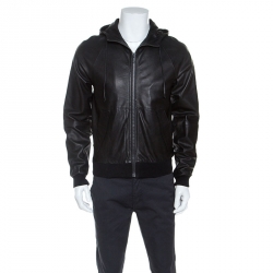 Marc by Marc Jacobs Black Leather Hooded Jacket S Marc by Marc ...