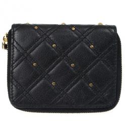 Pre Owned Marc Jacobs Quilted Zip Black Phyton-Effect Leather Wallet