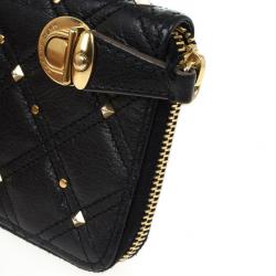 Pre Owned Marc Jacobs Quilted Zip Black Phyton-Effect Leather Wallet