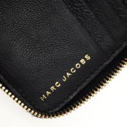 Pre Owned Marc Jacobs Quilted Zip Black Phyton-Effect Leather Wallet