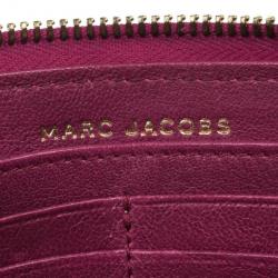 Pre Owned Marc Jacobs Fuchsia Quilted Leather Double Pocket Zip Wallet
