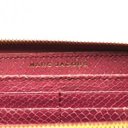 Pre Owned Marc Jacobs Zip Pink Phyton-Effect Leather Wallet