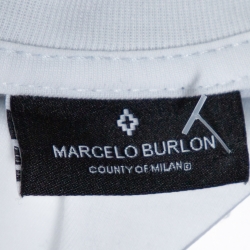 Marcelo Burlon White & Blue Wings Print Cotton Crew Neck T-Shirt M