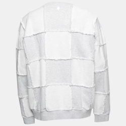 Marcelo Burlon Grey & White Patchwork Cotton Crewneck Sweatshirt L