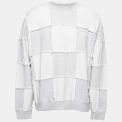 Marcelo Burlon Grey & White Patchwork Cotton Crewneck Sweatshirt L