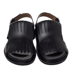 Pre Owned Marni Black Leather Fringe Fussbett Sandals Size 41