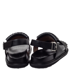 Pre Owned Marni Black Leather Fringe Fussbett Sandals Size 41
