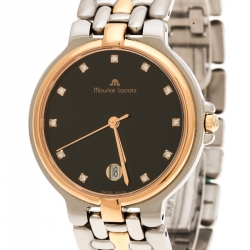 Pre Owned Maurice Lacroix Black Two-Tone Stainless Steel 69637 Men's Wristwatch 34 mm