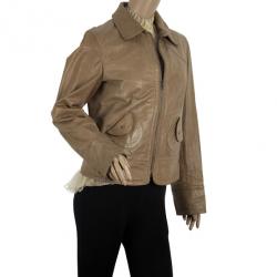 Pre Owned Max Mara Crop Leather Jacket M
