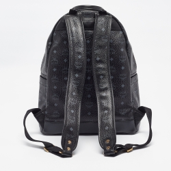 MCM Black Visetos Coated Canvas Large Studded Stark Backpack