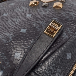 MCM Black Visetos Coated Canvas Large Studded Stark Backpack