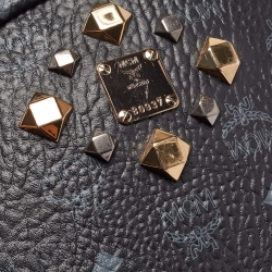 MCM Black Visetos Coated Canvas Large Studded Stark Backpack