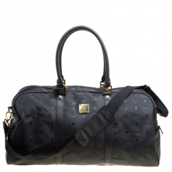 MCM Black Visetos Nylon Large Duffle Bag
