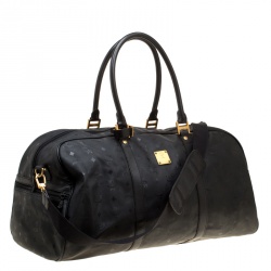 MCM Black Visetos Nylon Large Duffle Bag