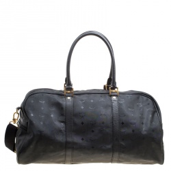 MCM Black Visetos Nylon Large Duffle Bag