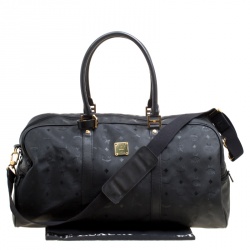 MCM Black Visetos Nylon Large Duffle Bag