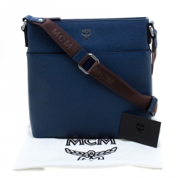 MCM Blue Leather Ottamar Messenger Bag