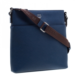 MCM Blue Leather Ottamar Messenger Bag