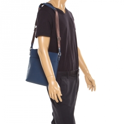 MCM Blue Leather Ottamar Messenger Bag