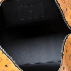 MCM Cognac/Black Visetos Leather Nomad Weekender Duffel Bag