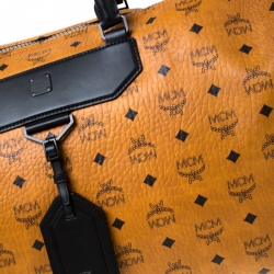 MCM Cognac/Black Visetos Leather Nomad Weekender Duffel Bag