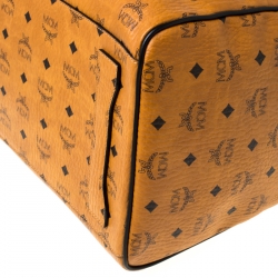 MCM Cognac/Black Visetos Leather Nomad Weekender Duffel Bag