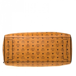 MCM Cognac/Black Visetos Leather Nomad Weekender Duffel Bag