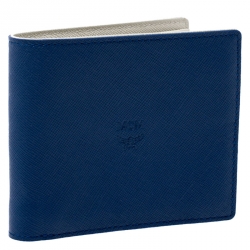 MCM Blue Leather Bifold Wallet