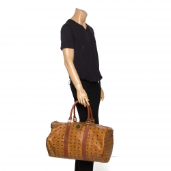 MCM Traveler Weekender Visetos Large Cognac in Coated Canvas with Gold-tone  - US
