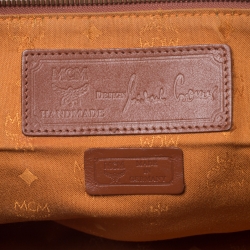 MCM Cognac Visetos Coated Canvas Stark Weekender Duffel Bag