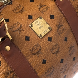 MCM Cognac Visetos Coated Canvas Stark Weekender Duffel Bag