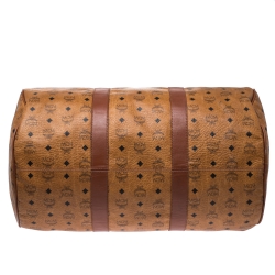 MCM Cognac Visetos Coated Canvas Stark Weekender Duffel Bag