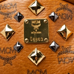 MCM Cognac Visetos Coated Canvas Studded Dual Stark Backpack