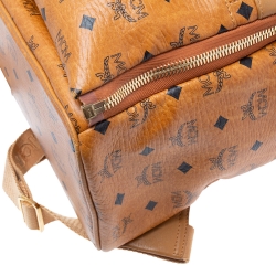MCM Cognac Visetos Coated Canvas Studded Dual Stark Backpack