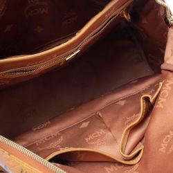 MCM Cognac Visetos Coated Canvas Studded Dual Stark Backpack