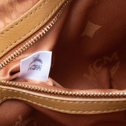 MCM Cognac Visetos Coated Canvas Studded Dual Stark Backpack