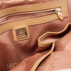 MCM Cognac Visetos Coated Canvas Studded Dual Stark Backpack