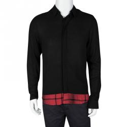 Pre Owned قميص أم سي كيو باي أليكساندر ماكوين أسود بحافة متباينة طويل S