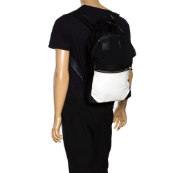 McQ by Alexander McQueen Black/White Nylon and Leather Pocket Backpack