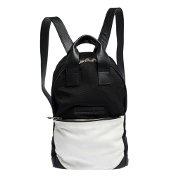 McQ by Alexander McQueen Black/White Nylon and Leather Pocket Backpack