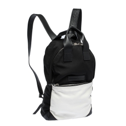 McQ by Alexander McQueen Black/White Nylon and Leather Pocket Backpack