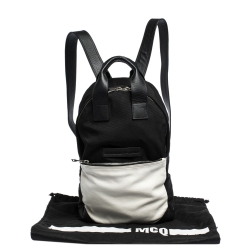 McQ by Alexander McQueen Black/White Nylon and Leather Pocket Backpack