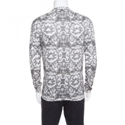 Pre Owned كارديغان أم سي كيو باي أليكساندر ماكوين قطن بنقوش ذباب رصاصي فاتح L