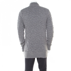 مملوكة مسبقًا McQ by Alexander McQueen Grey Crinkle Effect Faux Wrap Collar Pullover M