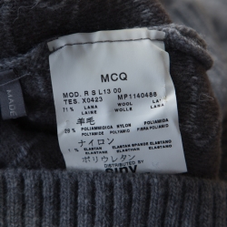 مملوكة مسبقًا McQ by Alexander McQueen Grey Crinkle Effect Faux Wrap Collar Pullover M