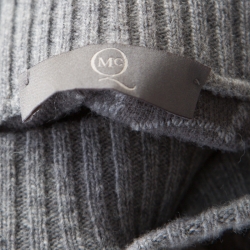 مملوكة مسبقًا McQ by Alexander McQueen Grey Crinkle Effect Faux Wrap Collar Pullover M